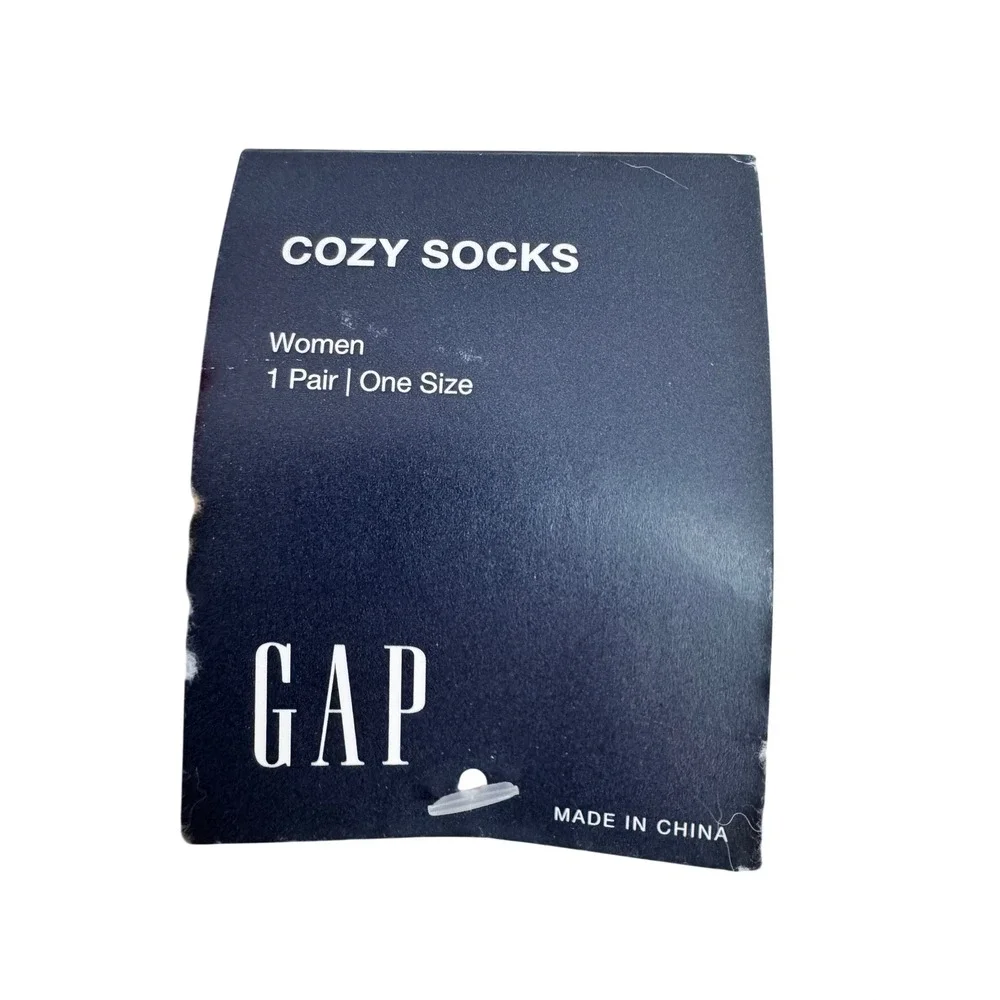 Gap Women Cozy Socks One Size White Tan Blue Dog‎ Print Fuzzy Warm Sleepwear